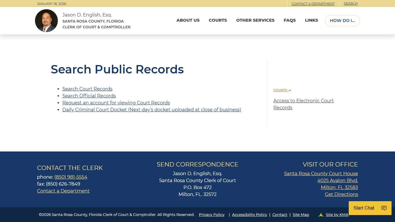 Jason D. English, Esq. | Santa Rosa County, FL Clerk of Court & Comptroller
